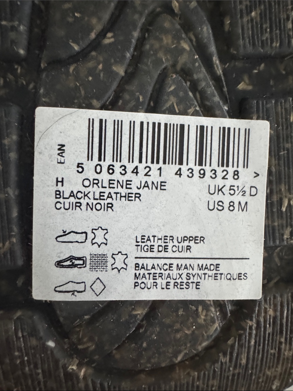 Clarks Black Leather Mary Jane Flats with Adjustable Strap - Picture 4 of 4